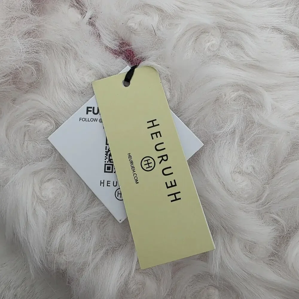 HEURUEH Faux Fur Hybrid Pull Through Scarf Pink Cream Fleece Luxe Winter OS